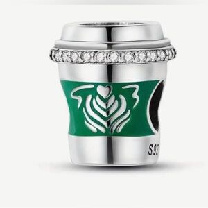 Silver Coffee-Themed Charm